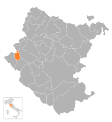 Lage der Gemeinde in der Provinz Arezzo