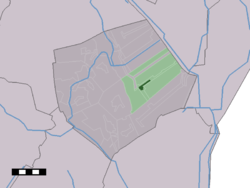 The town centre (dark green) and the statistical district (light green) of Tweede Exloërmond in the municipality of Borger-Odoorn.
