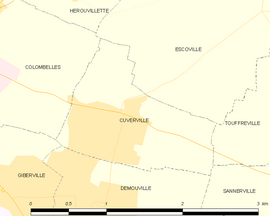 Mapa obce Cuverville