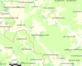 Mapa obce Aubepierre-sur-Aube