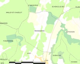 Mapa obce Pennesières