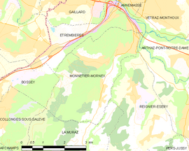 Mapa obce Monnetier-Mornex