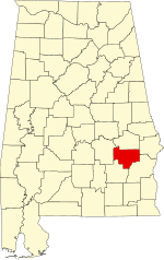 Map of Alabama highlighting Bullock County