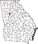 Harta statului Georgia indicând comitatul Clayton