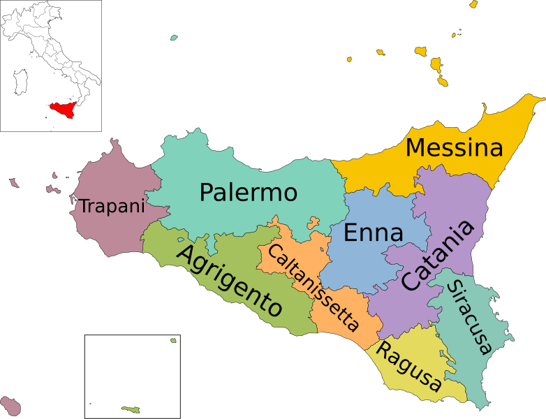 File:Map of region of Sicily, Italy, with provinces-it.svg