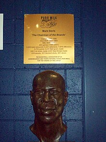 Bronze bust of Mark Davis on display at the Titanium Security Arena, home of the Adelaide 36ers.