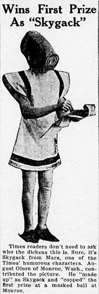 A Mr. Skygack – an early modern costuming or cosplay outfit, Washington state, 1912