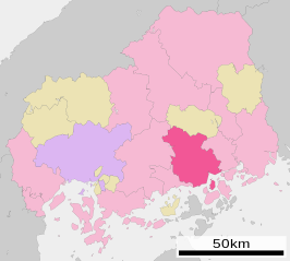 Situering van Mihara in de prefectuur Hiroshima