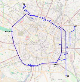 Netwerkkaart van de Trolleybus van Milaan