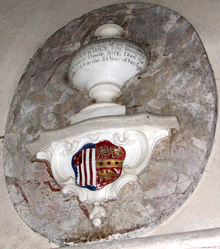 Mural monument to Elizabeth Partridge (1721-1754), wife of Rev. Samuel Knight and 5th daughter of Henry III Partridge, St Mary's Church, West Tofts MuralMonument ElizabethPartridge Died1754 StMary'sChurch WestTofts Norfolk.xcf