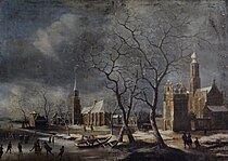 View of a Snowy Village by Jan Abrahamsz Beerstraaten. Early 17th century