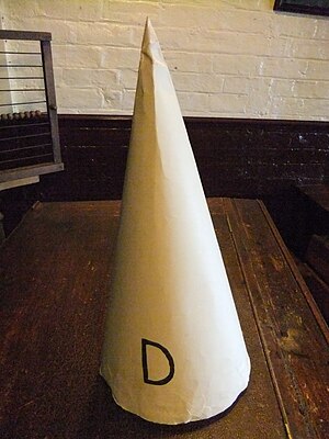 Dunce cap in the Victorian schoolroom at the M...