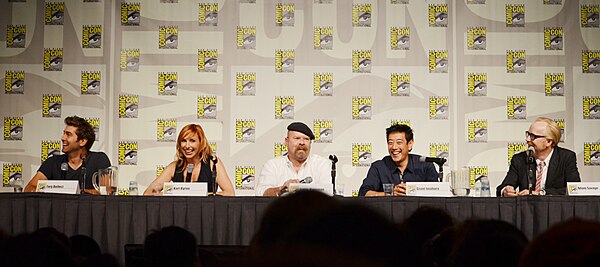 MythBusters Tory Belleci, Kari Byron, Jamie Hyneman, Grant Imahara, and Savage, 2012.