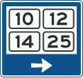 K13: Signpost within a built-up area showing district numbers (in traffic areas)