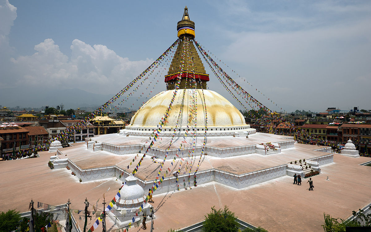 Boudhanath (Devanagari: बौद्धनाथ) is a stupa in Kathmandu, Nepal. According to Nepalese chronicles date it to the reign of King Mānadeva (464-505 CE). UNESCO World Heritage Sites Photograph: Ashafir Licensing: CC-BY-SA-3.0