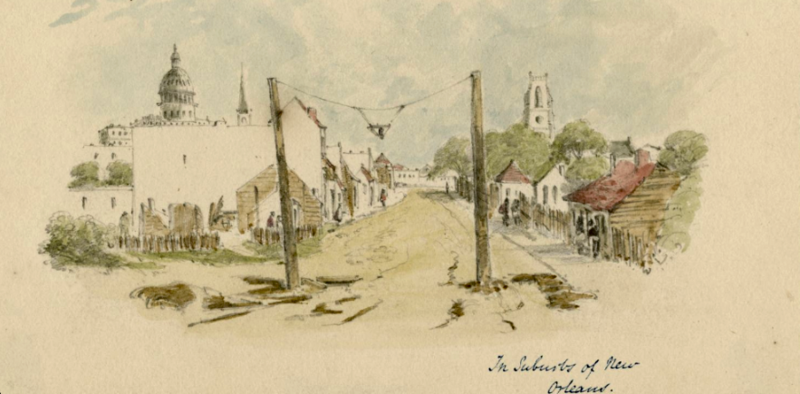 File:New Orleans 1845, view from Upper Suburbs towards Canal Street.png