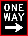 Old version of One-way traffic (pointing right) (19??-1987)
