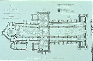Plano de la Catedral de Nidaros, con el norte representado en la parte inferior.