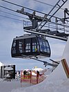 The Nordkettenbahn gondola carries skiiers to the top of the mountain.