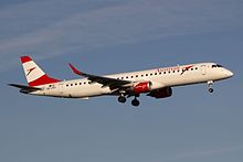 Eine Embraer 195 der Austrian