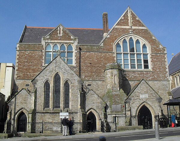 The original church, opened in 1860, stood to the south of the present building.