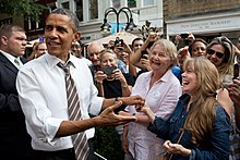 Spacek with Barack Obama in 2012, among others