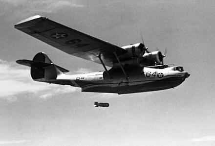 Pre-World War II Consolidated PBY Catalina dropping a depth charge