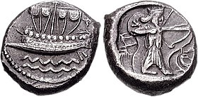 Phoenicia, Sidon. Uncertain king. Circa 435-425 BC. PHOENICIA, Sidon. Uncertain king. Circa 435-425 BC. AR 0.5 Shekel (7.10 g, 12h).jpg