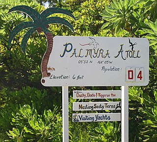Welcome sign for Palmyra Atoll.