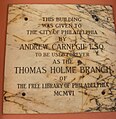 Free Library of Philadelphia - Holmesburg Branch Opened on June 26, 1907. Land a gift of the Lower Dublin Academy, building a gift of Andrew Carnegie. 7810 Frankford Avenue Philadelphia, PA 19136-3013