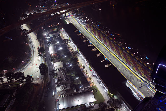 The Singapore Formula One Pit Building before the 2014 Singapore Grand Prix.
