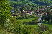 Čeština: Pohled na vesnici ze severu, Štěpánov nad Svratkou, okres Žďár nad Sázavou