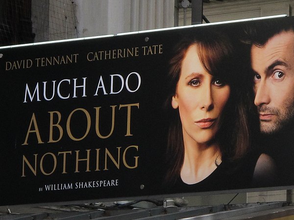 The official poster for the 2011 production of Much Ado About Nothing with David Tennant and Catherine Tate