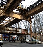 Former Brooklyn Manor station site beneath the BMT Jamaica Line in 2010