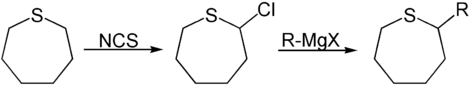 Substitutie van het α-koolstofatoom in thiepaan