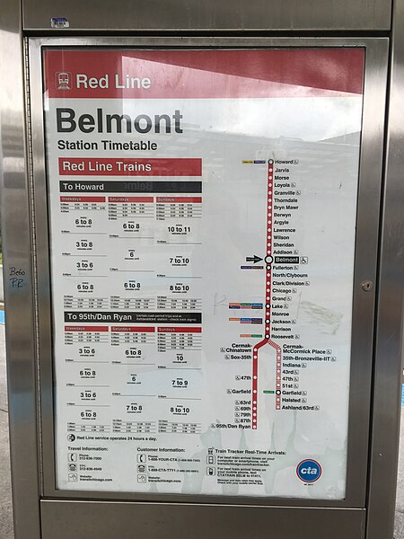 File:Red Line timetable at Belmont (37971854851).jpg