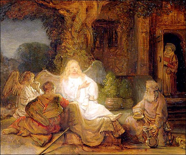 Abraham with the Three Angels by Rembrandt