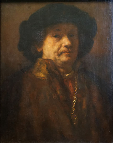 File:Rembrandt Self portrait in a fur coat with gold chain and earring.jpg