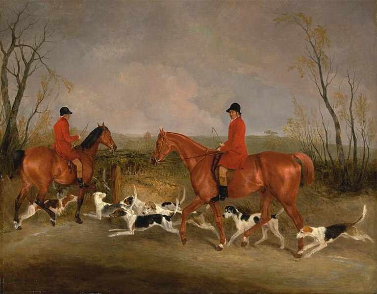 File:Richard Barrett Davis - George Mountford, Huntsman to the Quorn, and W. Derry, Whipper-In, at John O'Gaunt's Gorse, near Mel... - Google Art Project.jpg