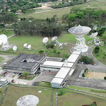 Radio dishes at an Embratel earth station in Tanguá, Brazil