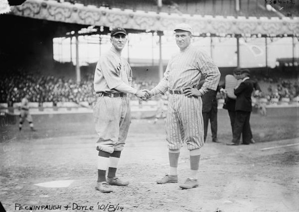 Peckinpaugh (left) with Larry Doyle (right) of the New York Giants