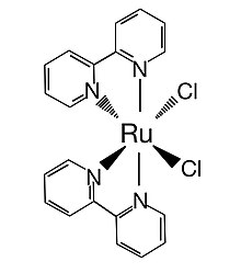 The geometry of cis-Dichlorobis(bipyridine)ruthenium(II). RuCl2(bpy)2.jpg