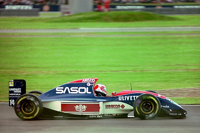 Barrichello driving for Jordan at the 1993 British Grand Prix.