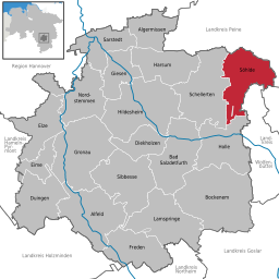 Läget för kommunen Söhlde i Landkreis Hildesheim