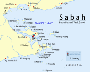 Location of Pulau Pababag in Darvel Bay