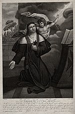 Thumbnail for File:Saint Teresa. Stipple engraving by Carden. Wellcome V0033078.jpg