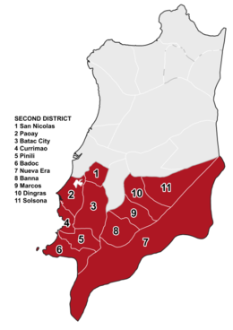 Towns of the second legislative district of Ilocos Norte Second District of Ilocos Norte.png