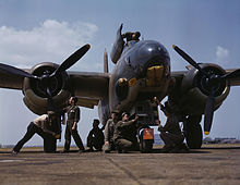 Servicing an A-20 bomber, Langley Field, Va., July 1942