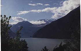 View of Seton Lake from mountainside above Shalalth. Seton lake.jpg