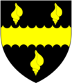 Arms of Shelley (of Michelgrove, Sussex): Sable, a fesse engrailed between three whelk shells or